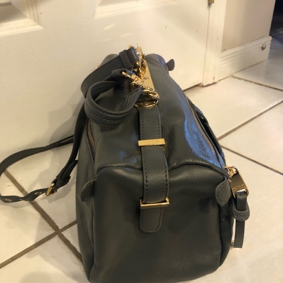 Badgley Mischka grey rectangular leather satchel with calfskin pocket - Picture 13 of 16